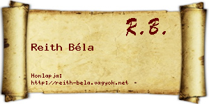 Reith Béla névjegykártya